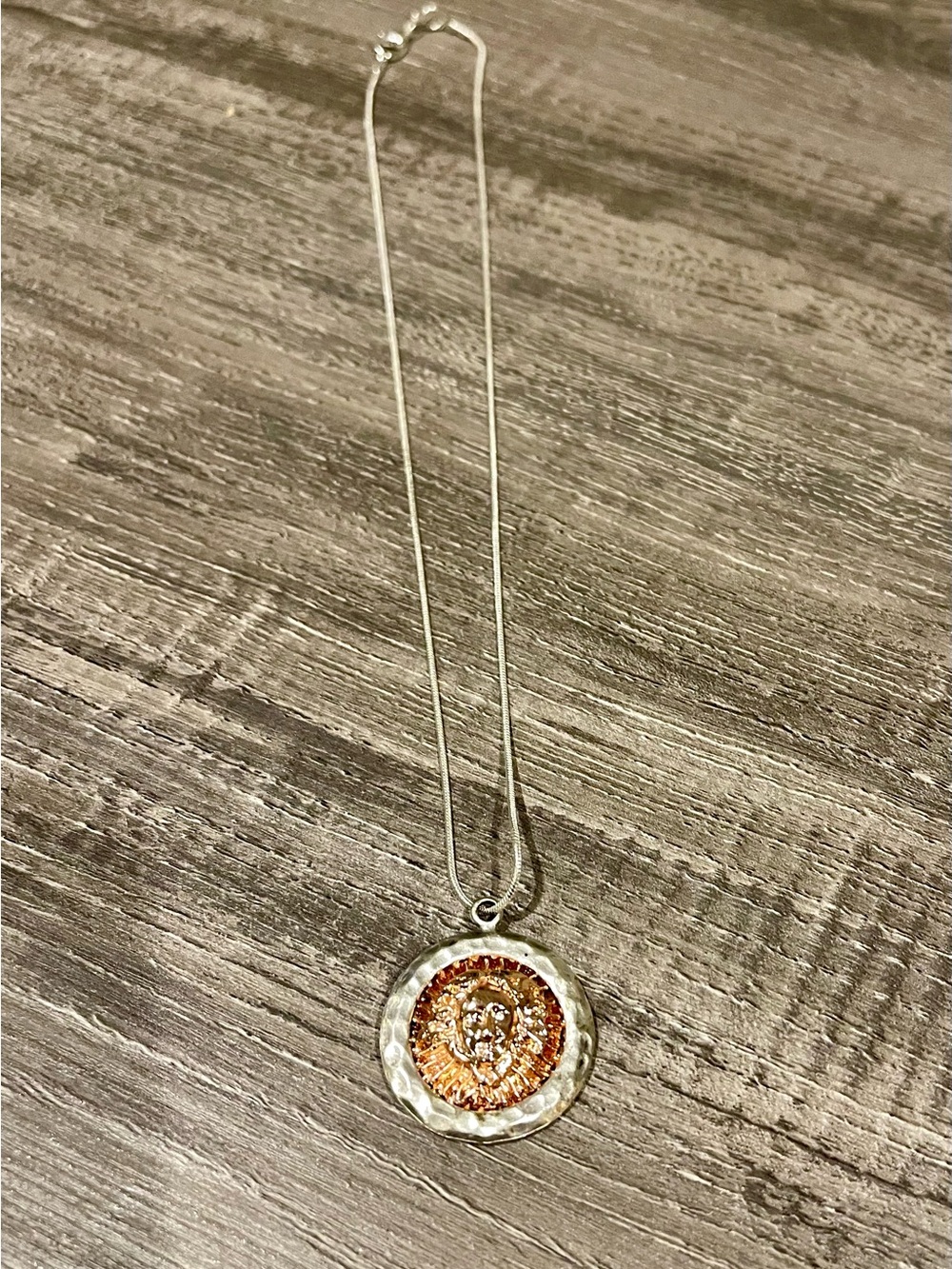 Rose Gold and Silver Goddess /Lion Medallion Pendant Necklace